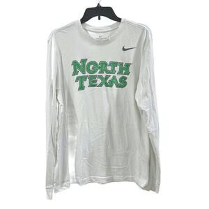 Nike White & Green University of North Texas Long Sleeve Tshirt Top- Size Medium